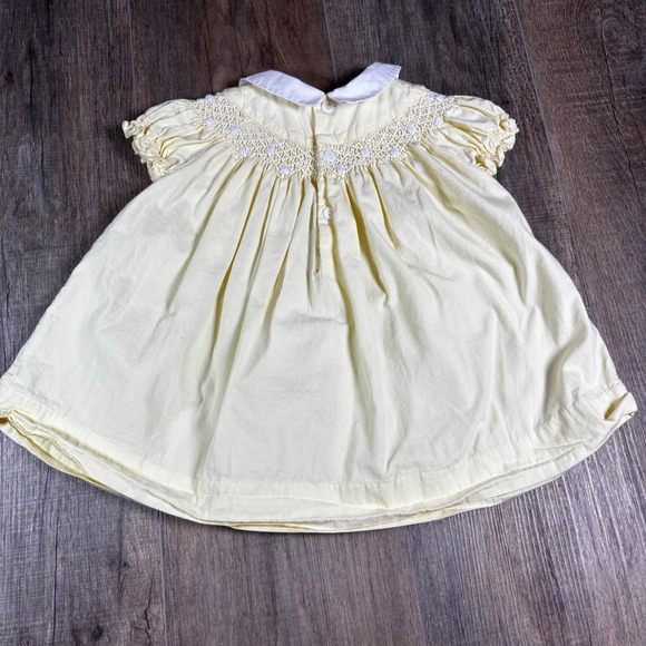 Les Petits Soleis Yellow Smocked Dress Baby Girl 12 Months Cotton, Preppy, Smock - Picture 3 of 7